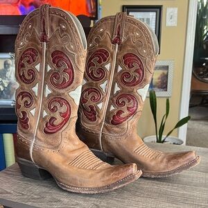 Brown and Red Western Boots ARIAT 7.5